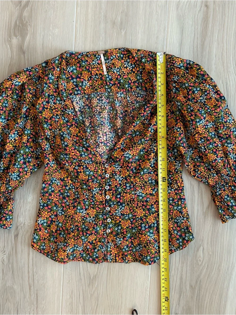 Free People Women’s Blouse “I Found You” Floral Button-Front Top  Orange Navy